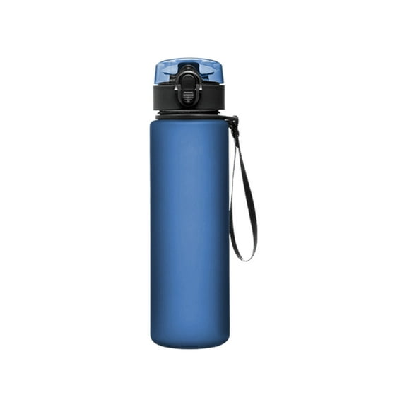 Beautynvta Sports Water Bottle, 560 ML Portable Plastic Travel Water Bottle with Carrying Strap, Leak Proof, Flip Top, Gift for Gym Fitness & Outdoor, BPA Free, Blue