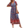thumbnail image 1 of Vestido Maxi Bohemio Floral Azul Talle S para Mujer PRETTYGARDEN, 1 of 8