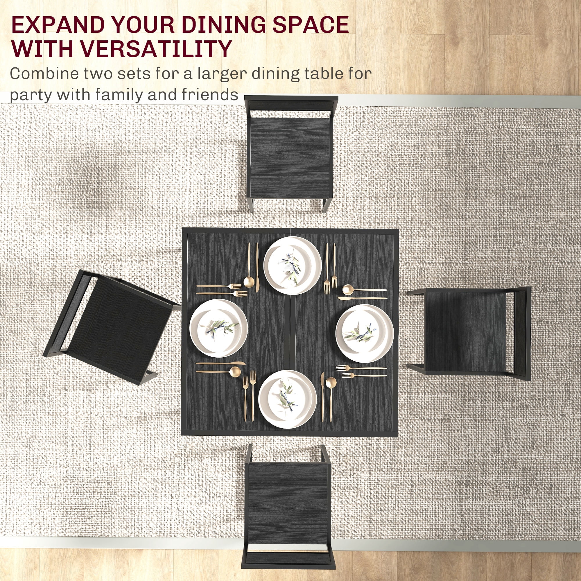 HOMCOM 3-Piece Industrial Dining Table Set for 2 Kitchen Table and Chairs