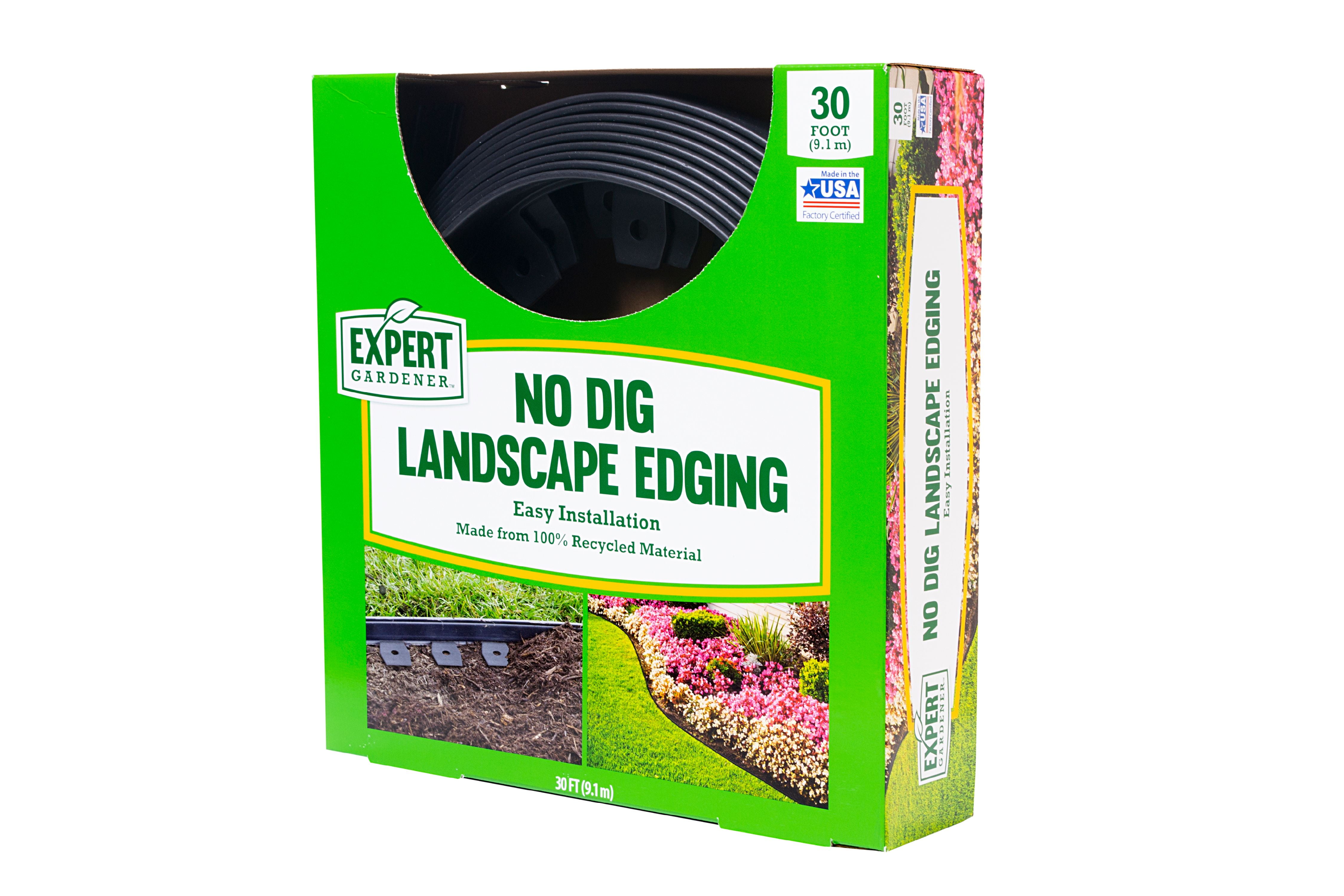 Expert Gardener 2-inch Tall Wall No-Dig Landscape Edging, 30-ft., Plastic,  Black