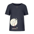 thumbnail image 4 of ZQUUVOU Womens T-Shirts Casual Short Sleeve Round Neck Printed Button Loose Fit Tops(Navy,3XL), 4 of 4