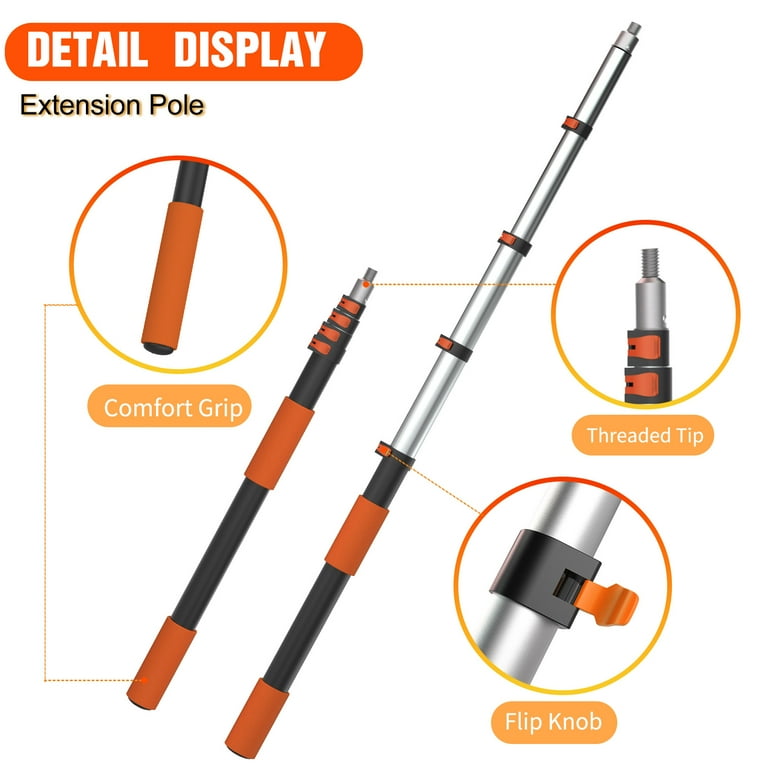LAANPOLE Telescoping Pole, 5-20FT Aluminum Extension Pole(26FT Reach),  Multi-Purpose Paint Roller for Painting, Dusting and Cleaning - Walmart.com
