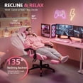 thumbnail image 3 of Mr IRONSTONE Ergonomic Gaming Chair with Massage Lumbar Support and Footrest, Heavy Duty 400lbs Computer Chair for Adults, Pink/White, 3 of 8