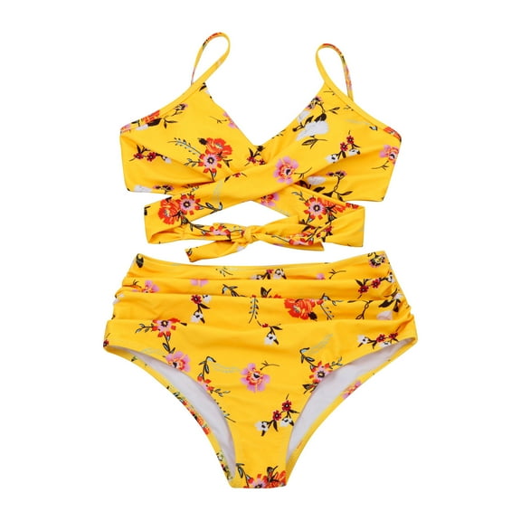 KDFJPTH Womens Two-piece Swimsuits Yellow Active Bathing Suit L