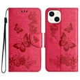 thumbnail image 2 of Feishell Wallet Case for iPhone 15 Plus,Retro PU Leather Butterfly Embossed Pattern Full Protection Anti-Scratch Magnetic Clasp Flip Holder Card Slots & Cash Pocket Phone Cover,Rose, 2 of 9