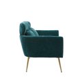 thumbnail image 5 of 51" Loveseat Sofa, Modern Chenille Upholstered Loveseat Couch with Headrest and Armrests, Elegant Twin Size Accent Sofa with 2 Pillows and Golden Metal Legs, Two-Seater Sofa Living Room Sofa, Blue, 5 of 7