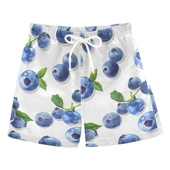 joogoo Boys Swim Trunks Blueberry Fruits Beach Board Shorts Drawstring Swimsuit S