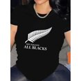 thumbnail image 2 of 1pc New Zealand all Blacks Graphic Tee, Women'S Cotton-Spandex Blend, Crew Neck, Short Sleeve, Sports Casual T-Shirt, Printed Design, all Seasons, 2 of 5