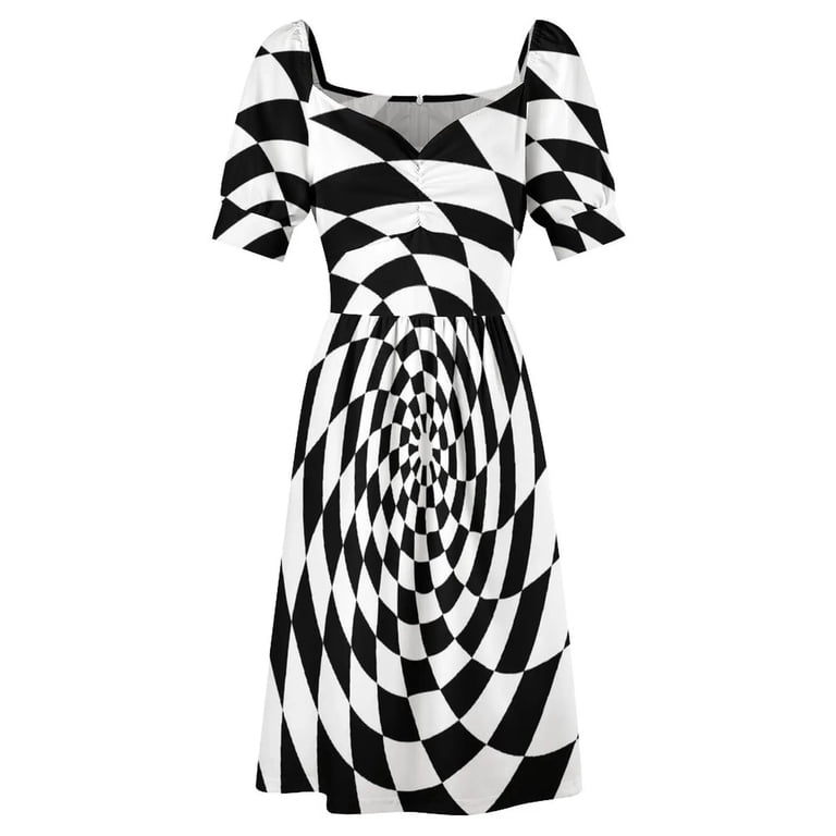 Optical Illusion Op Art Black and White Dress long dress women summer  evening dresses ladies - Walmart.com