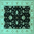 thumbnail image 1 of Ahgly Company Machine Washable Indoor Square Oriental Turquoise Blue Industrial Area Rugs, 3' Square, 1 of 4