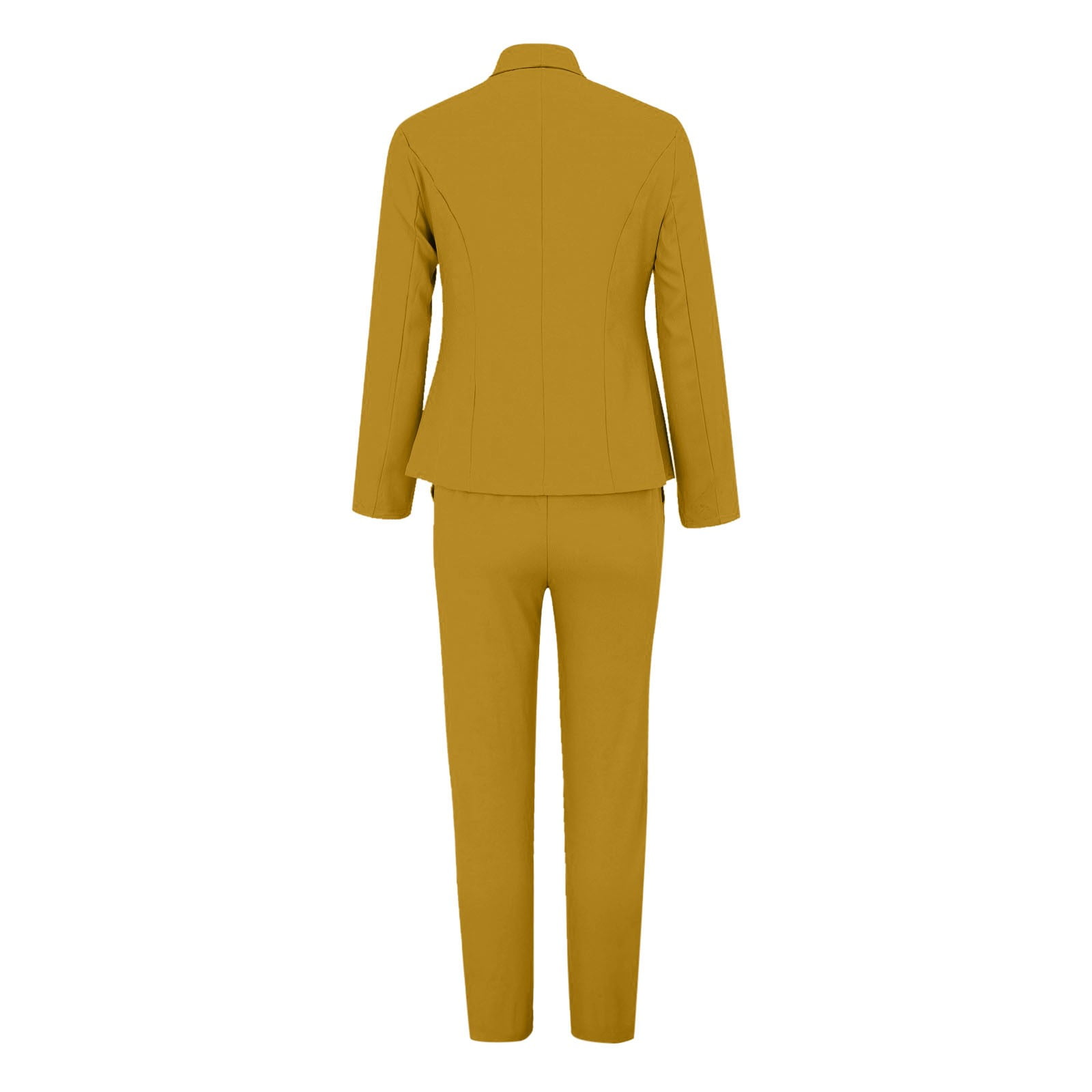 BYHONG Womens Elegant Solid Color Suit Long Sleeve Cardigan Pockets Top  Elastic Straight Leg Pants Suit Womens Pant Suits Yellow L - Walmart.com