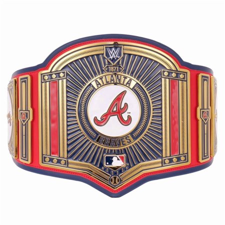 Atlanta Braves Championship Belt Metal Plates Hand-Tooled Leather Strap Adult Size Collectible
