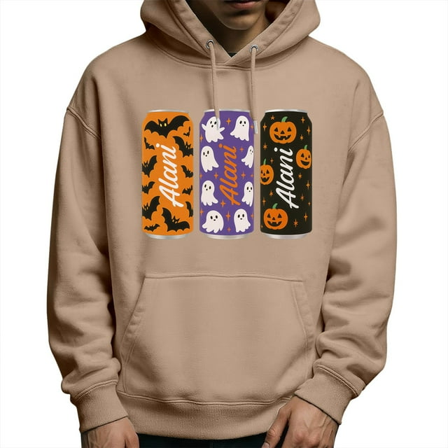 LUOGENLI Chandails à Capuche pour Hommes, Chandail à Enfiler Graphique d'Halloween, Chandail à Capuche Graphique à Manches Longues, Chandail à Enfiler avec Imprimé, Décontracté, Confortable, Veste Douce pour l'Automne et l'Hiver, Chandails à Capuche pour Hommes à Fermeture Éclair, Chaud, Kaki, Taille M