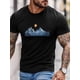 thumbnail image 2 of Camiseta de manga corta para hombre, estilo casual, con dibujos animados de sol y montaña, cuello redondo., 2 of 8