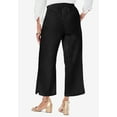 thumbnail image 2 of Jessica London Women's Plus Size Wide Leg Linen Crop Pants Elastic Waist, 2 of 5