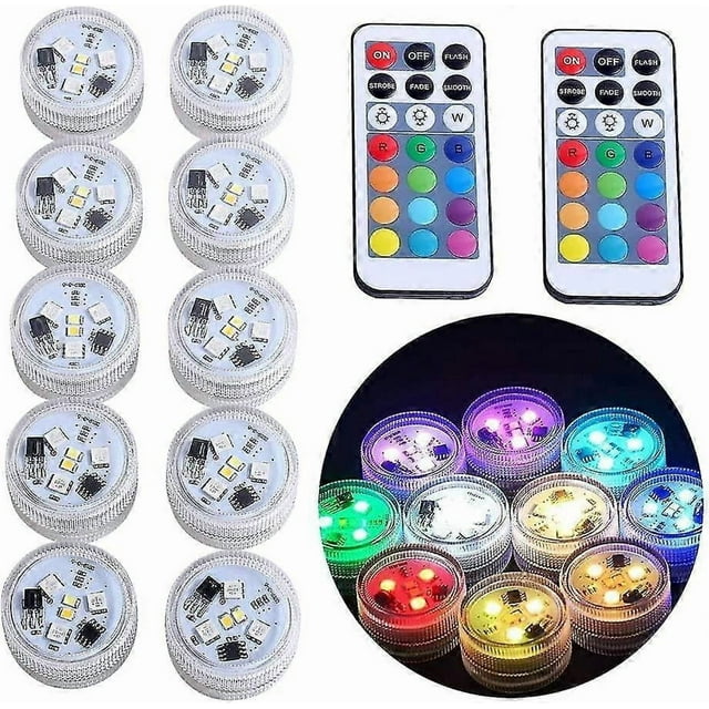 10pcs Submersible Led Lights Tea Lights Candle, Rgbw Color Changing With Lmell Remote