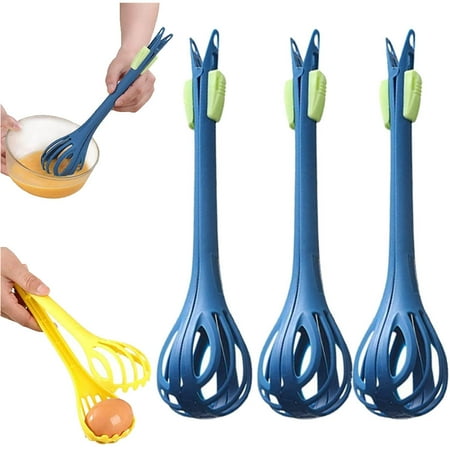 

3 Pcs Egg Beater 2 in 1 Multi-Purpose Food Stand Egg Beater Suitable for Egg Whisking Clip Noodles Steak Frying Salad Whisk Toast Cream Tool Cooking & BBQ Kitchen Tool