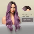 thumbnail image 3 of Yanonmyfd 24 Inches Long Wavy Purple Wig for Women Natural Synthetic Hair Heat Resistant Ombre Wigs with Dark Roots for Daily Party Cosplay Wear, 3 of 29