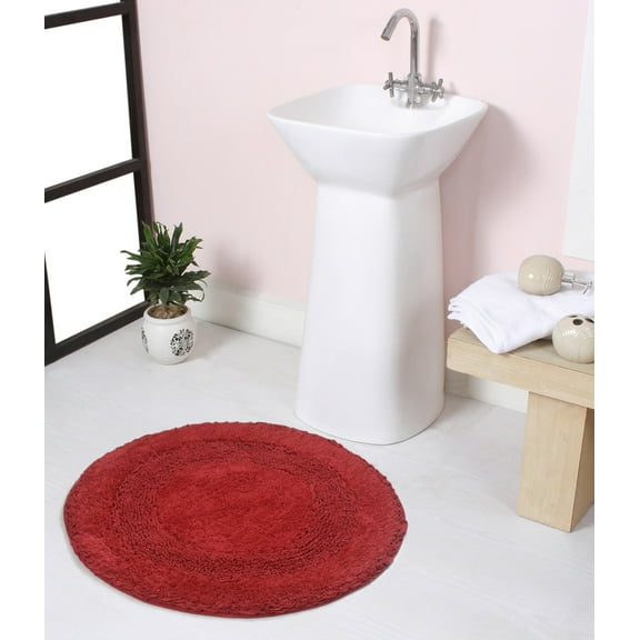 Home Weavers Inc Radiant Collection Bathroom Rug, Cotton Soft, Water Absorbent Bath Rug, Non Slip Shower Rug Machine Washable 22" Round Red