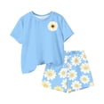 thumbnail image 5 of Fnooota Girls Summer Outfit Sets, Casual Printed Short Sleeve Girls' 2 Piece Sets Kids' Clothing Sets Blue Size 4-5 T, 5 of 5