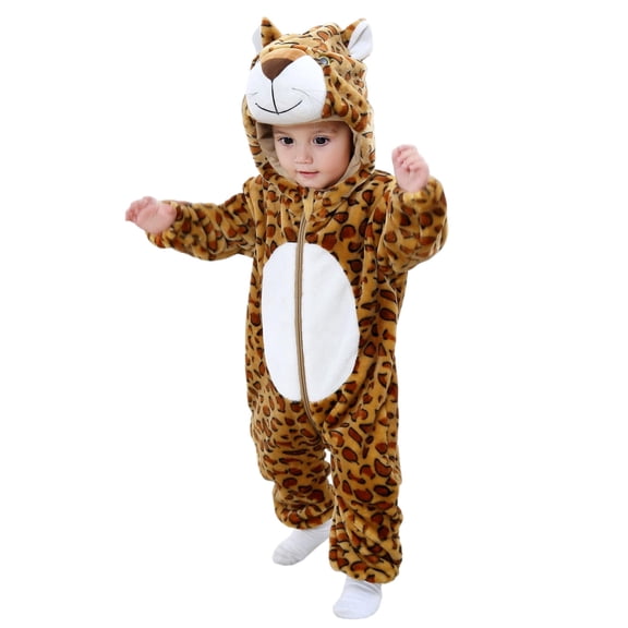 Fesfesfes Newborn Baby Overall Boys Girls Animal Romper Long Sleeve Hooded Jumpsuit Fall Cute Outfit Flannel Clothes