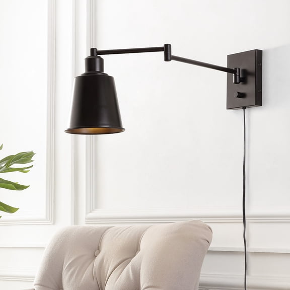 JONATHAN Y Cary 5.75" Iron Contemporary Swing Arm LED Wall Sconce, Oil Rubbed Bronze