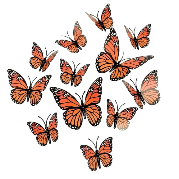 Artificial Butterfly Decorations,12 Piece 3D Removable Fall Decor for Living Room Bedroom Office