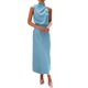 thumbnail image 1 of Vestido PRETTYGARDEN 2025 Verano Satín sin Mangas con Cuello Simulado Pequeño, 1 of 8