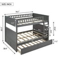 thumbnail image 4 of Harper & Bright Designs Full Over Full Bunk Bed with Twin Size Trundle for Bedroom, Brushed Gray, 4 of 12
