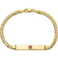 thumbnail image 4 of 14K Yellow Gold Medical Red Enamel Flat Curb Link Id Bracelet (7 X 6.5) Made In United States xm561cr-7, 4 of 5