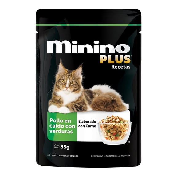 Alimento para gato Minino Plus pollo 24 pzas