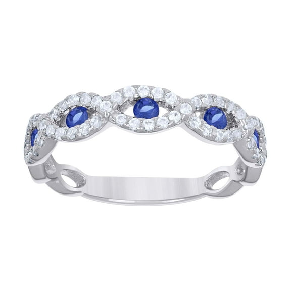 925 Sterling Silver Womens Blue White Cubic-Zirconia Fashion Ring Size 9