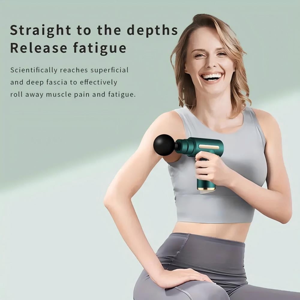 Fascia Gun - Muscle Massage Gun - Handheld Deep Tissue Massager - Percussion Chiropractic Massager with 6 Adjustable Speeds and 4 Heads for Athletes to Relief Pain and Relax (Grey)