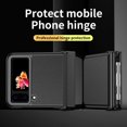 thumbnail image 7 of MonsDirect for 6.7 inch Samsung Galaxy Z Flip 3 5G 2021 Case with A Capacitance Pen, Two Hinge Protection Plating PC Frame Leather Grain Shockproof with S Pen Holder for Galaxy Z Flip 3, Black, 7 of 7