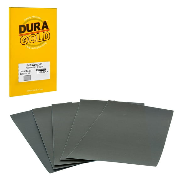 Wet or Dry - 800 Grit - Professional cut to  5-1/2" x 9" Sheets - Color Sanding and Polishing Box of 25 Sandpaper