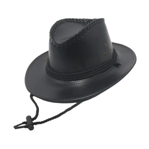 Sombrero de vaquero occidental de moda Unisex adulto con de cuerda a prueba para favores accesorios de disfraces vestir negro Sunnimix Sombrero de vaquero