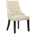 thumbnail image 6 of Beige Fabric Upholstered Dining Chairs with Black Solid Wooden Legs,Nailed Trim, Set of 2, 6 of 9