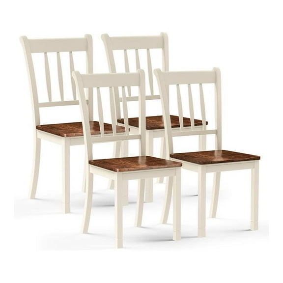 Pemberly Row Rubber Wood Dining Chair with High Back in White (Set of 2)