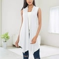 thumbnail image 5 of Womens Casual Coats Jackets Open Front Front Draped Cardigan Blouse Vest Hem Asymmetric Open Sleeveless Coat White Comfortable Tops M, 5 of 5