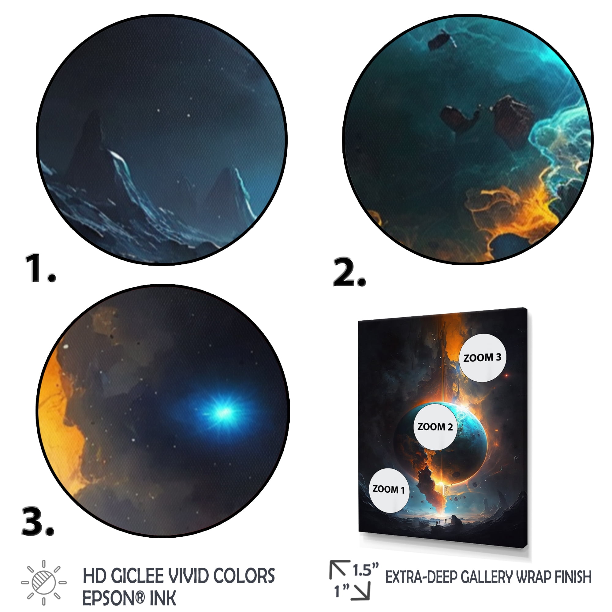 Designart Deep Space Planet Fusion V Canvas Wall Art