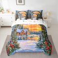 thumbnail image 2 of Manfei Rustic Christmas Flower 7-Piece Twin Bedding Sets,Red Berry Floral Bedding Comforter Set,Orange Sunset Sheet Sets For Girls Kids,Ultra Soft Home Decor Reversible, 2 of 8