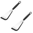thumbnail image 1 of 2PC Kitchen Utensils Set Stainless Steel Fish Frying Spatula Silicone Fish Frying Spatula Leakage Spatula Stainless Steel Butterfly Spatula Kitchen Steak Spatula Fan Pan Frying Spatula Black, 1 of 4