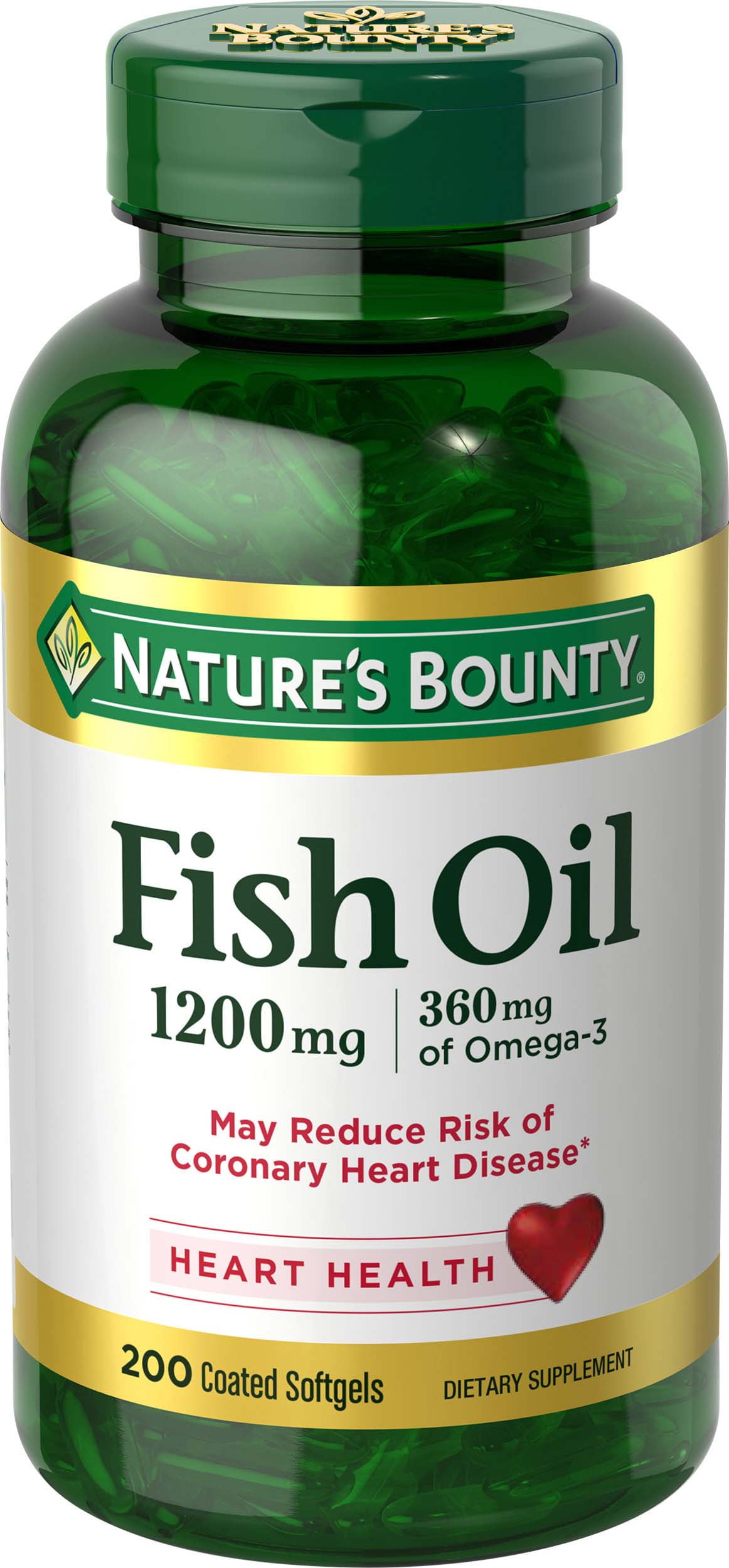 Nature's Bounty Fish Oil Coated Softgels, Odorless, 1200 Mg, 200 Ct