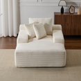 thumbnail image 4 of Oversized Chaise Lounge Chair Cozy Cloud Couch, Modern Plush Corduroy Upholstered Sleeper Sofa Daybed with 3 Throw Pillows and Wide Armrest for Living Room, No Assembly Required,White, 4 of 9