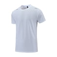 thumbnail image 2 of Men's Quick Dry Running T-Shirt With Nylon & Spandex, Crew Neck Short Sleeve Moisture Wicking Top, Solid Printed Athletic Tee for Gym Workout Fitness Reflective Casual | Zenithor,White L, 2 of 9