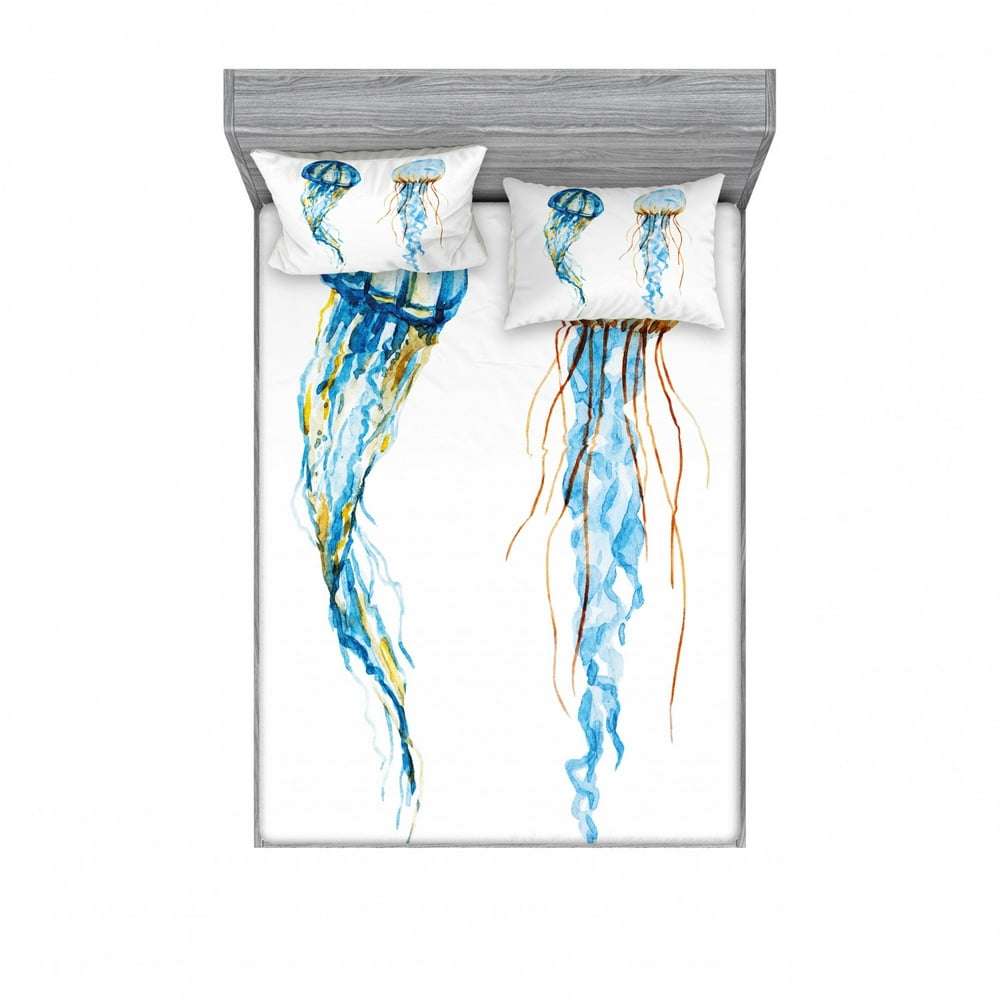 Jellyfish Bedding Set with Sheet & Covers, Jellyfish Exotic Sea Ocean