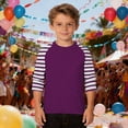 thumbnail image 2 of MIASHUI T-Shirt Graphique à Rayures pour Garçons, Chemise Décontractée à Manches Courtes, Mélange Confortable pour Jeunes et Enfants, Tenue Quotidienne Stylée, Violet, 6-7 Ans, 2 of 4