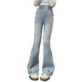 thumbnail image 2 of Girl's Pants Stretchy Denim Jeans Floral Embroidery Bootcut Design Activewear, 2 of 8