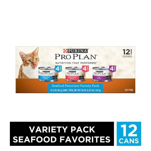 (12 Pack) Purina Pro Plan Wet Cat Food Variety Pack, Seafood Favorites