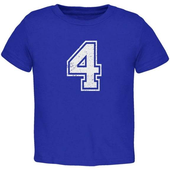 Birthday Kid Jersey 4 4th Fourth Royal Toddler T-Shirt - 4T